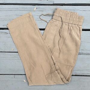 Zara Tan High-Rise Drawstring Cargo Joggers